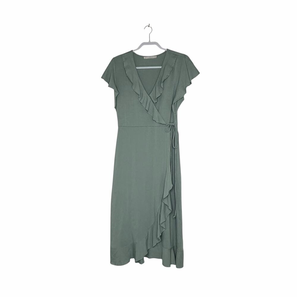 Peruvian Connection Wrap Dress Size M Julep Conservatory Pima Cotton Green Vneck